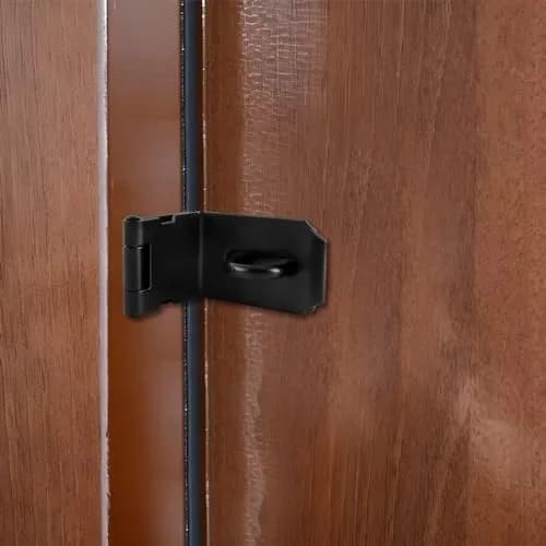 HOWDIA 90 Degree Hasp Latch 6.3cm (2.48 Inch) | Stainless Steel Black Safety Lock for Doors thumbnail 6
