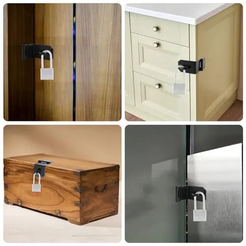 HOWDIA 90 Degree Hasp Latch 6.3cm (2.48 Inch) | Stainless Steel Black Safety Lock for Doors thumbnail 8