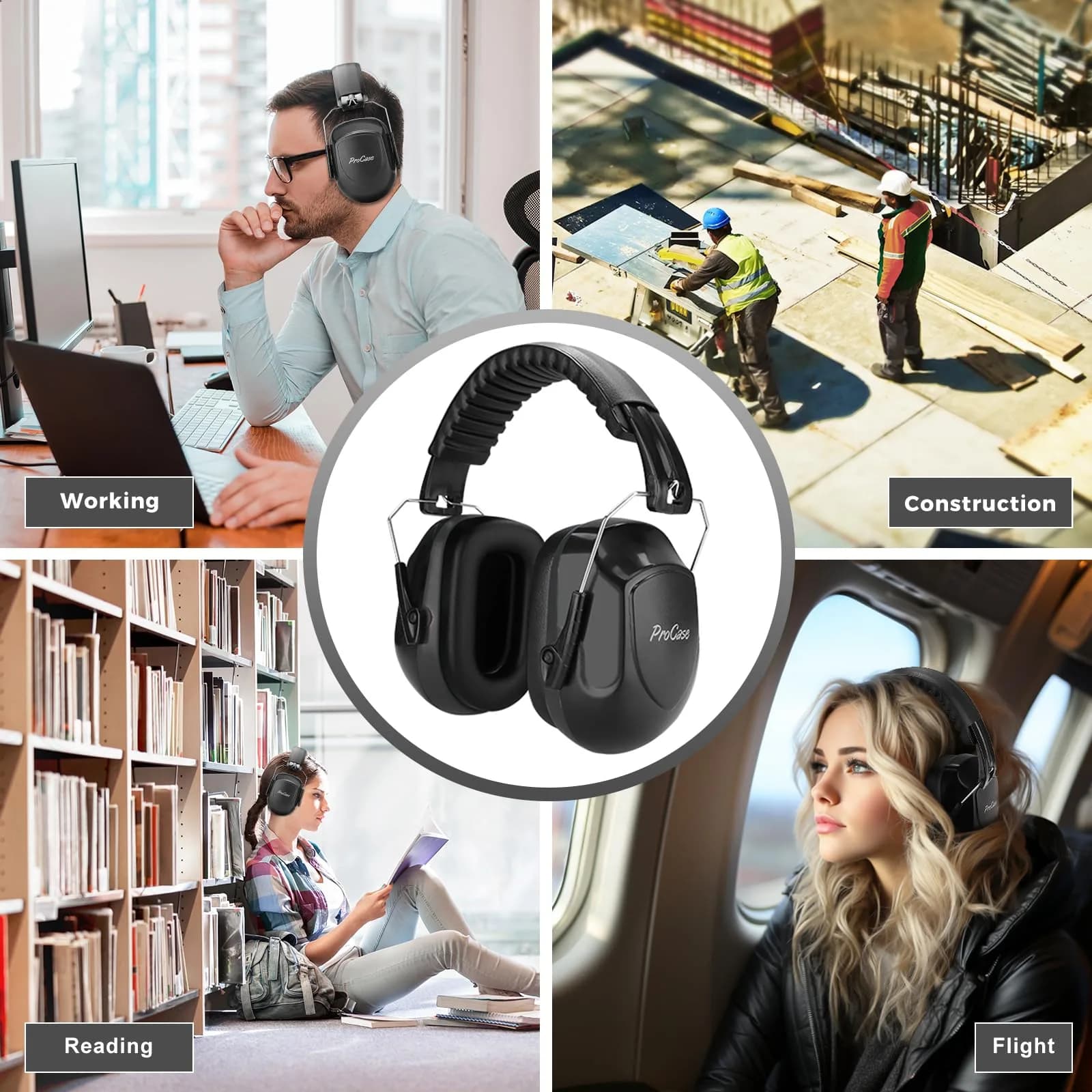ProCase NRR 28dB Noise Cancelling Earmuffs | 28dB Noise Reduction, ANSI S3.19 Certified, Foldable Design - view 7