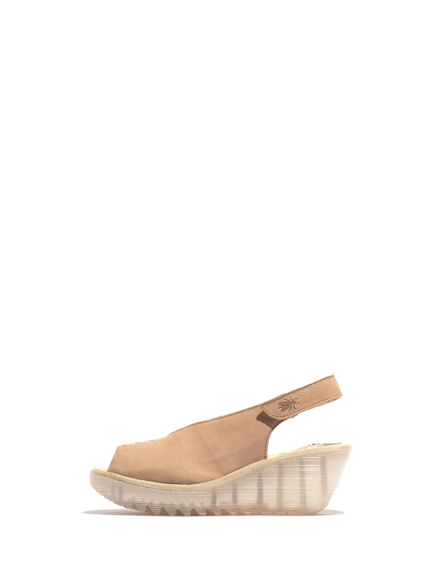 Fly London Womens YEAY387FLY Wedge Sandal 9-9.5 Medium | Taupe Cupido, Leather Suede Upper, Rubber Sole