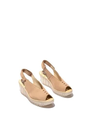 Fly London Womens YEAY387FLY Wedge Sandal 9-9.5 Medium | Taupe Cupido, Leather Suede Upper, Rubber Sole thumbnail 2