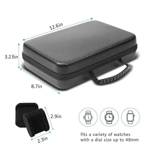CAIOVSE Watch Travel Case, 8 Slots | Hard Watch Organizer with Removable Shockproof Pillows thumbnail 5