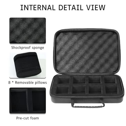 CAIOVSE Watch Travel Case, 8 Slots | Hard Watch Organizer with Removable Shockproof Pillows thumbnail 2
