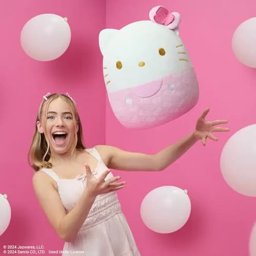 Squishmallows Hello Kitty 14-Inch Plush 50th Anniversary Pink Embossed | Ultrasoft Sanrio Toy for Kids thumbnail 2