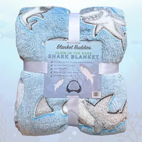 Blanket Buddies Glow in The Dark Shark Fleece Throw Blanket 127cm x 152cm (50" x 60") | Soft, Lightweight, Warm for Boys & Girls thumbnail 4