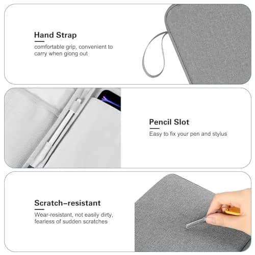 DTTO 9-11" Tablet Sleeve with Handle | Gray Portable Electronic Device Cover thumbnail 5
