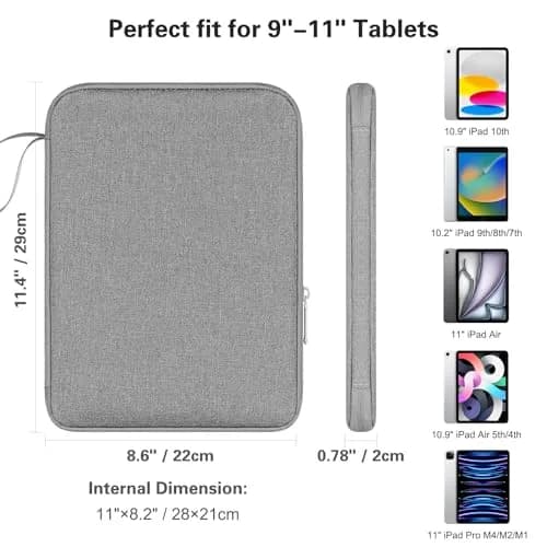 DTTO 9-11" Tablet Sleeve with Handle | Gray Portable Electronic Device Cover thumbnail 2