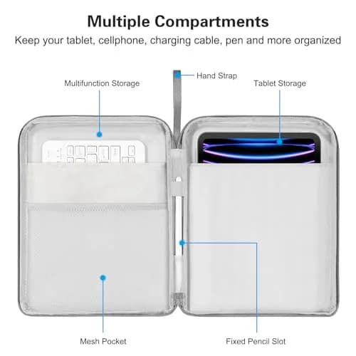 DTTO 9-11" Tablet Sleeve with Handle | Gray Portable Electronic Device Cover thumbnail 3
