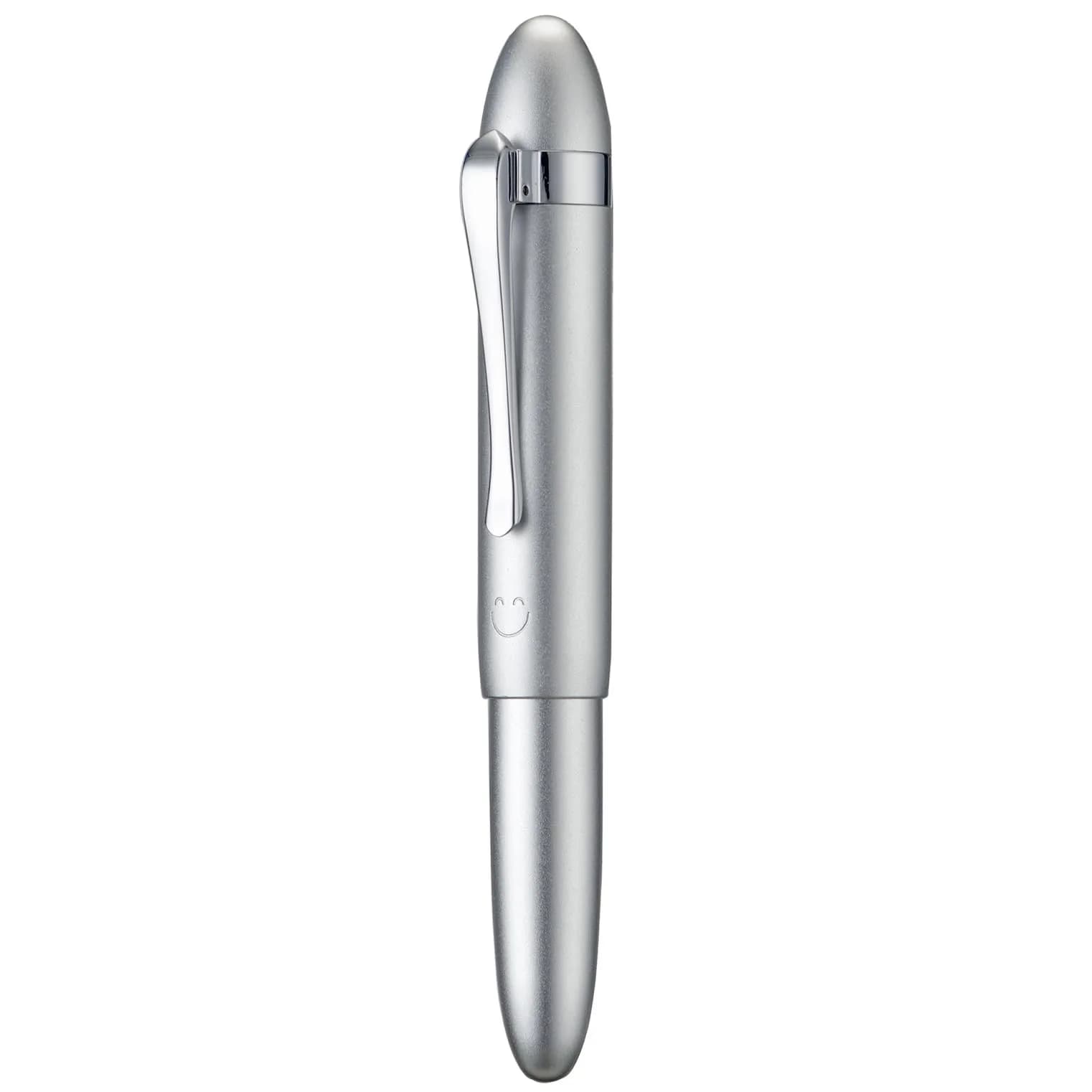 HONG DIAN M1 Fountain Pen Fine Nib Aluminium Short Travel Pen | Elegant Submarine Shape, Silver - main product image