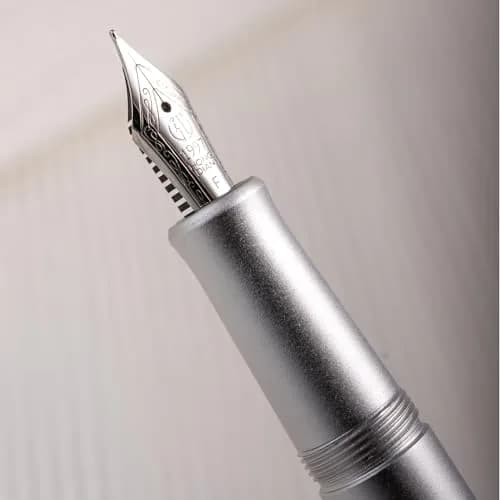 HONG DIAN M1 Fountain Pen Fine Nib Aluminium Short Travel Pen | Elegant Submarine Shape, Silver thumbnail 4
