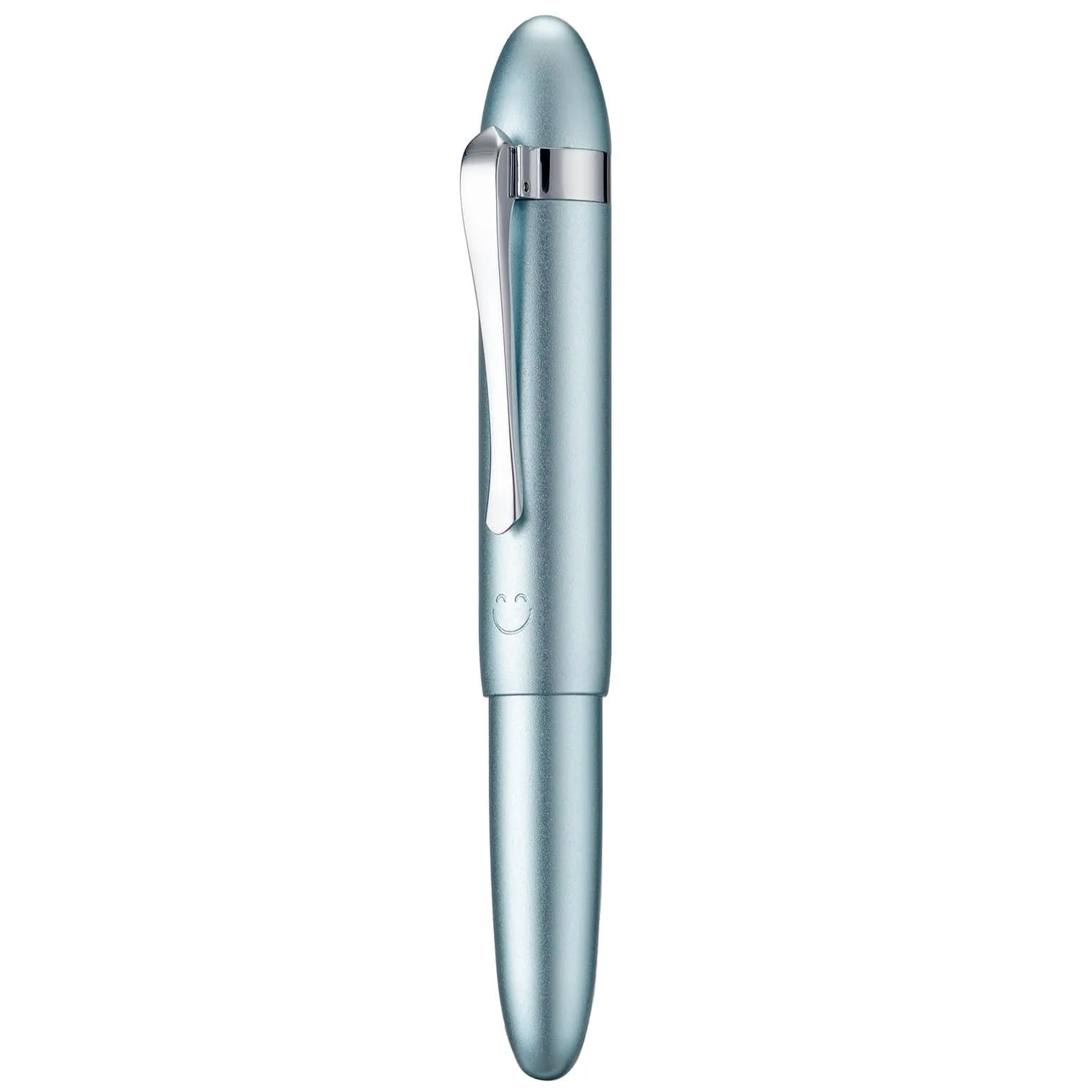 HONG DIAN M1 Fountain Pen Extra Fine Nib, Silver Submarine Shape Aluminium Pocket Travel Pen | Smooth Ink Flow Writing Instrument — Ice Blue