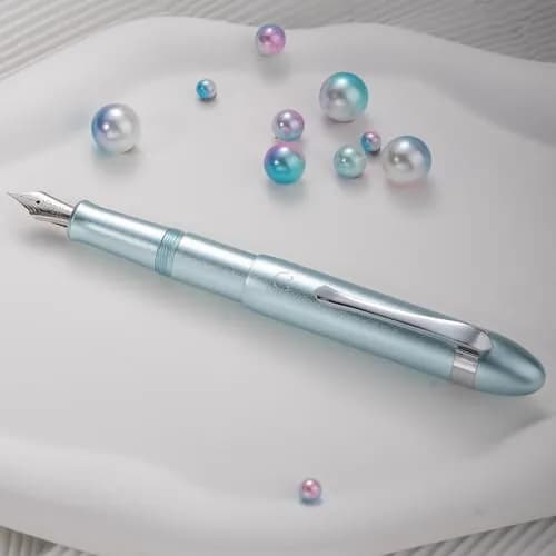 HONG DIAN M1 Fountain Pen Fine Nib, Ice Blue & Submarine Shape Aluminium Short Mini Pocket Travel Pen (105mm / 4.13 inches, 21g) thumbnail 9