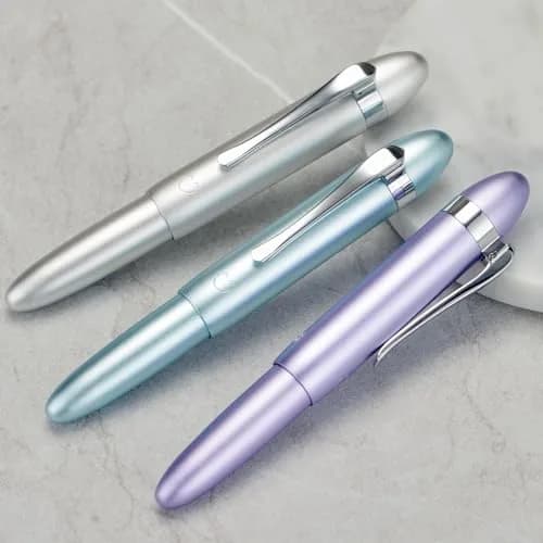 HONG DIAN M1 Fountain Pen Fine Nib, Ice Blue & Submarine Shape Aluminium Short Mini Pocket Travel Pen (105mm / 4.13 inches, 21g) thumbnail 4