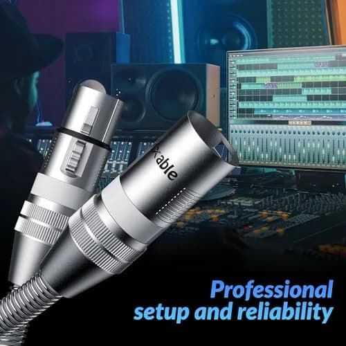 Kxable Premium XLR Cable 3 FT | Heavy-Duty 22AWG Copper, Male to Female, White thumbnail 6