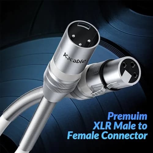 Kxable Premium XLR Cable 3 FT | Heavy-Duty 22AWG Copper, Male to Female, White thumbnail 4
