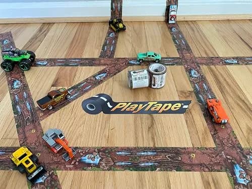PlayTape Dirt Road Tape for Toy Cars 2.54 cm x 9.14 m (2 in. x 30 ft.) | Creates Realistic Roads for Imaginative Play thumbnail 2