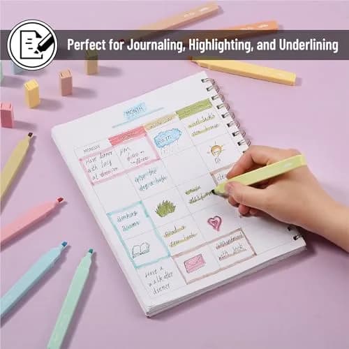 Mr. Pen Aesthetic Highlighters No Bleed, 8 Pack, Assorted Pastel Colors | Chisel Tip, Fast Dry, Journaling Supplies thumbnail 6