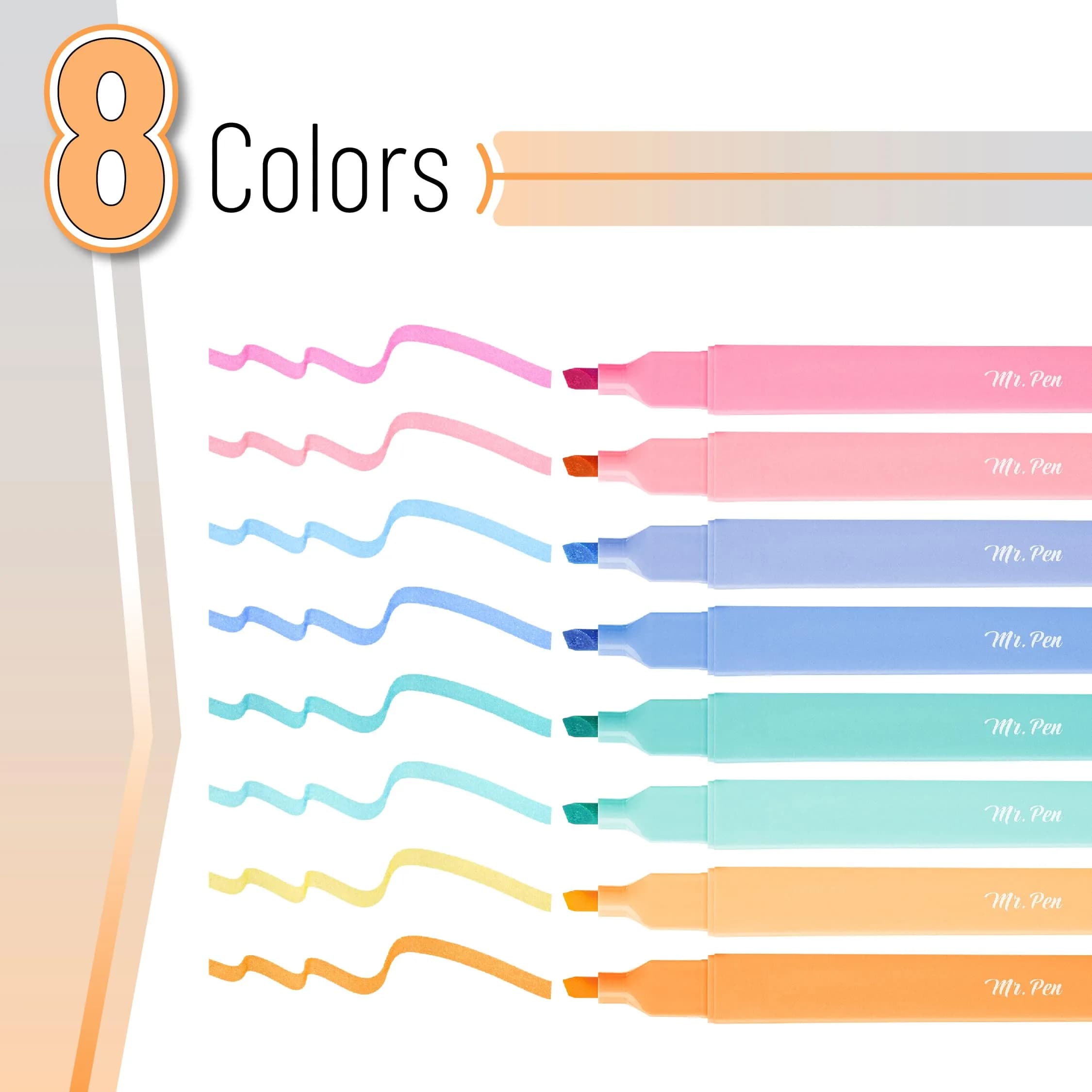 Mr. Pen Aesthetic Highlighters No Bleed, 8 Pack, Fairytale Shades, Chisel Tip | Smooth Ink Flow for Journaling & Study - view 2