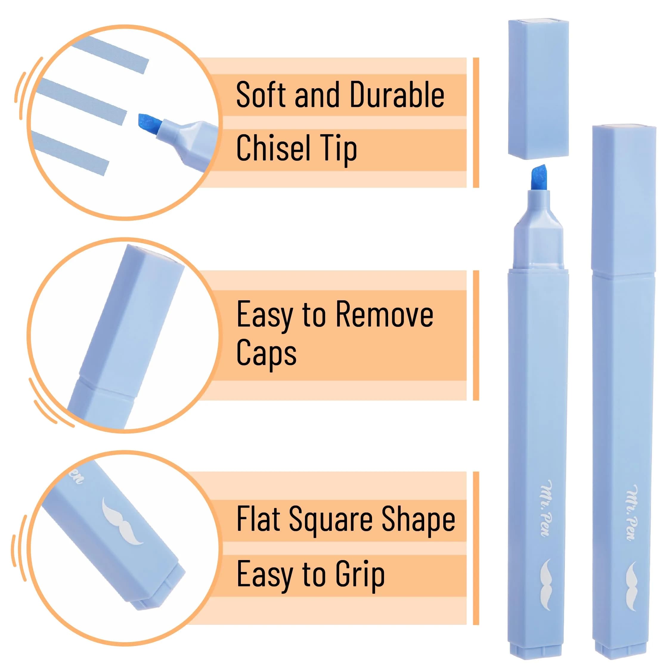 Mr. Pen Aesthetic Highlighters No Bleed, 8 Pack, Fairytale Shades, Chisel Tip | Smooth Ink Flow for Journaling & Study - view 3