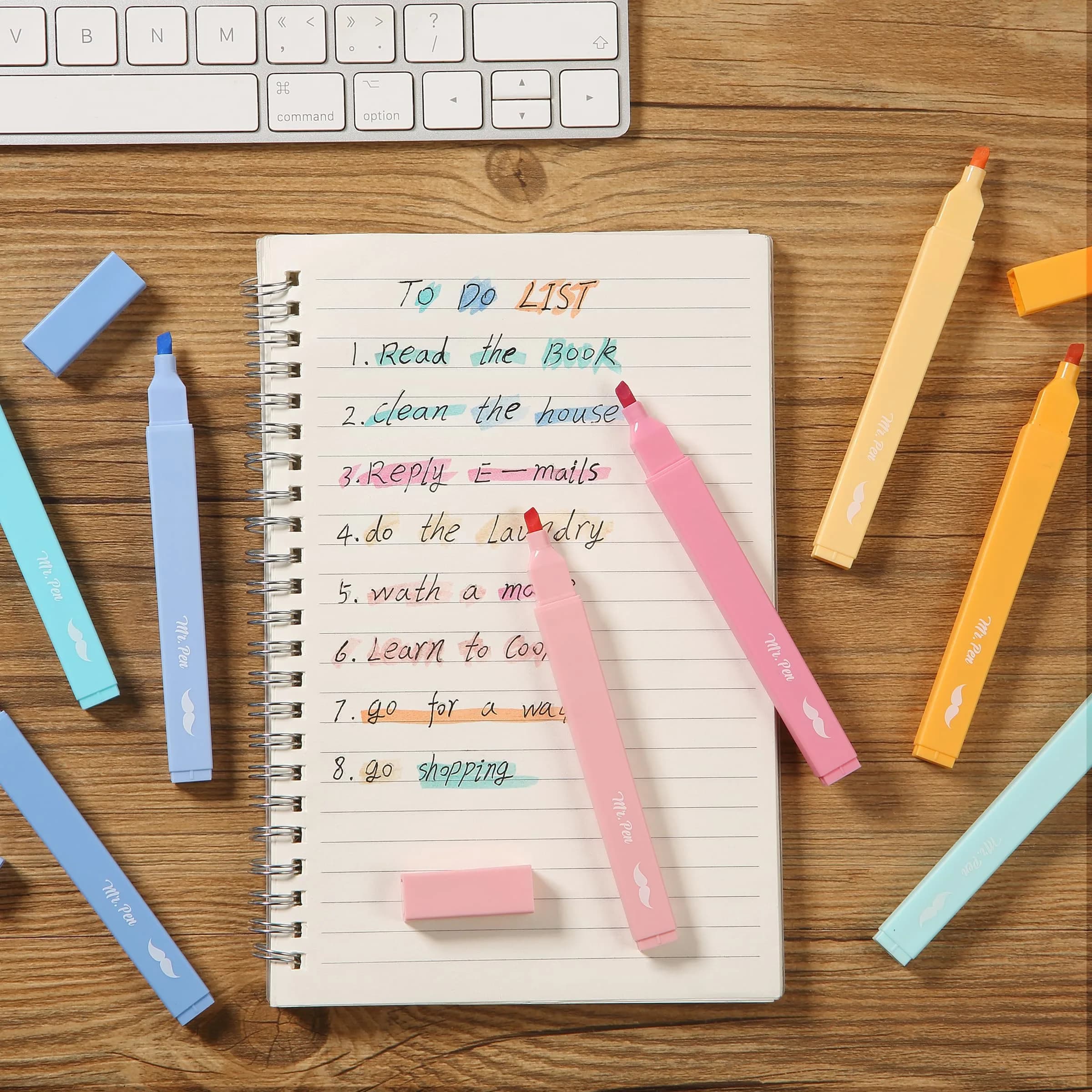 Mr. Pen Aesthetic Highlighters No Bleed, 8 Pack, Fairytale Shades, Chisel Tip | Smooth Ink Flow for Journaling & Study - view 7