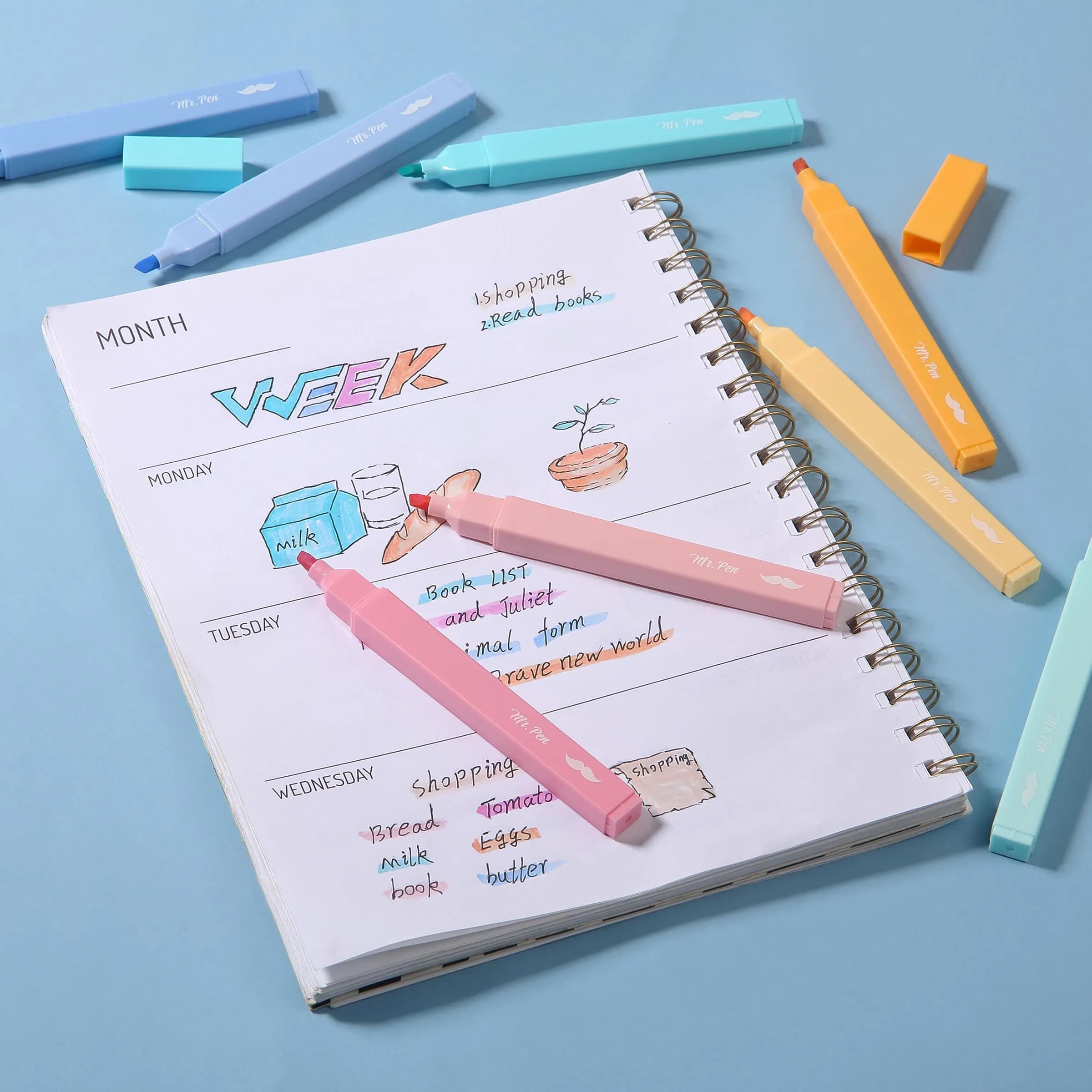 Mr. Pen Aesthetic Highlighters No Bleed, 8 Pack, Fairytale Shades, Chisel Tip | Smooth Ink Flow for Journaling & Study - view 8