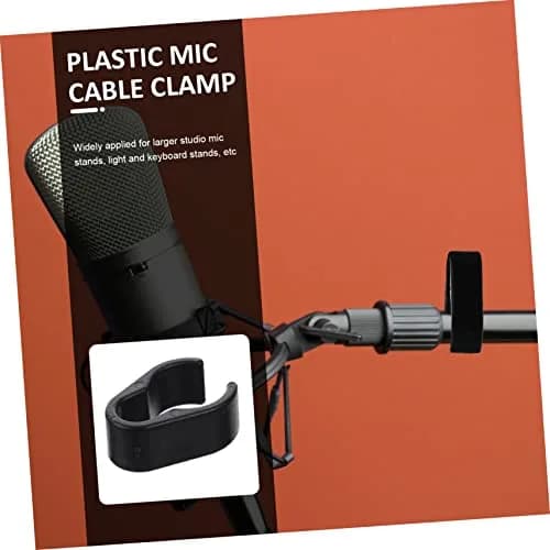 TOPPERFUN ABS Microphone Cable Clips for 15-20mm Poles, Black (10-Pack) | Secure Mic Cables on Stands thumbnail 4