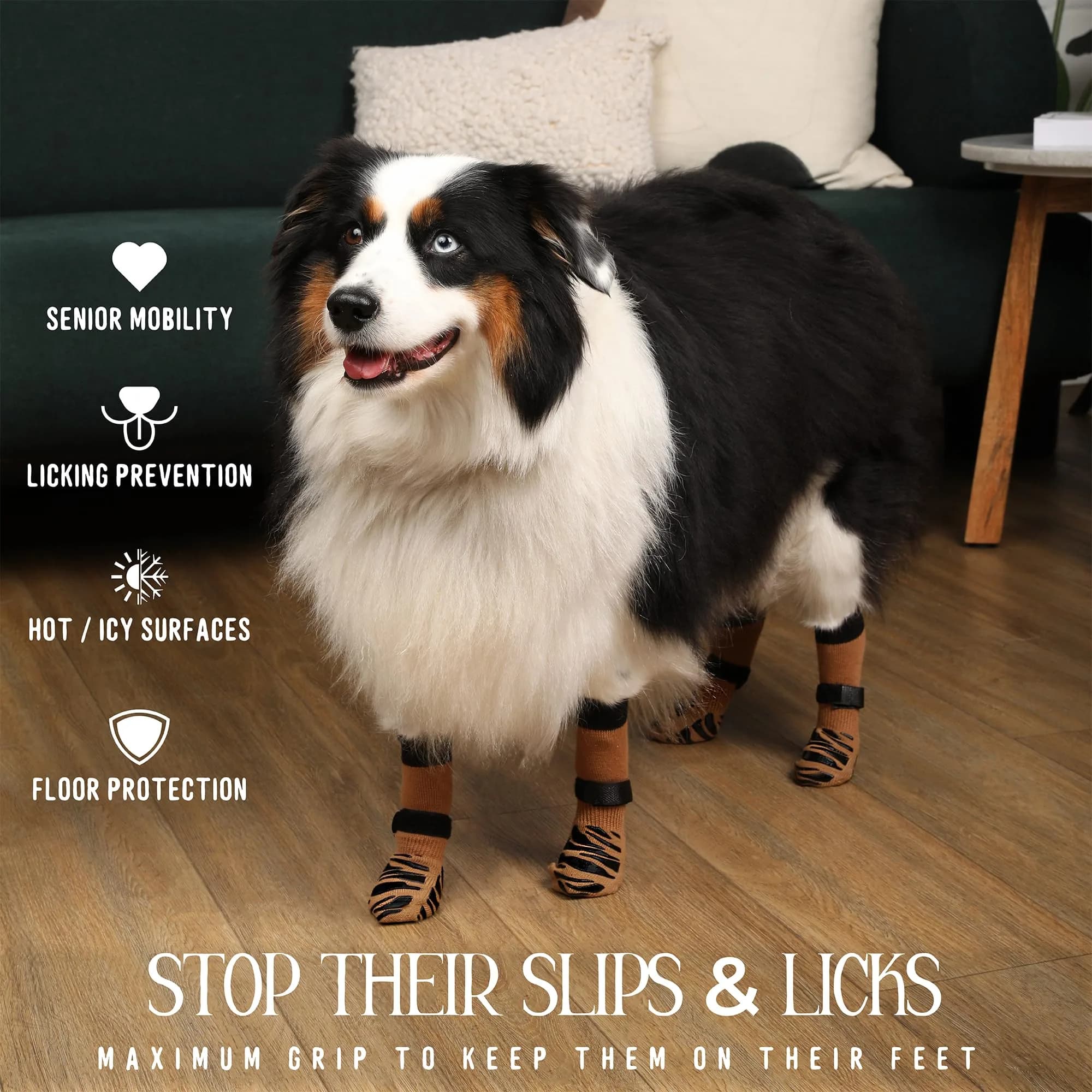 DOK TigerToes Premium Non-Slip Dog Socks X-Small (4-Pack) | 3x Grip for Hardwood Floors & Paw Protection - view 2