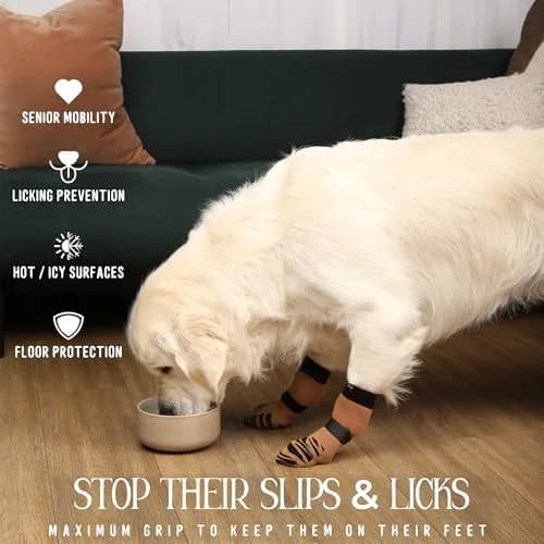 DOK TigerToes Premium Non-Slip Dog Socks Large (2.5"-2.8" Paw Width) | Extra-Thick Grip for Hardwood Floors & Hot Pavement thumbnail 2