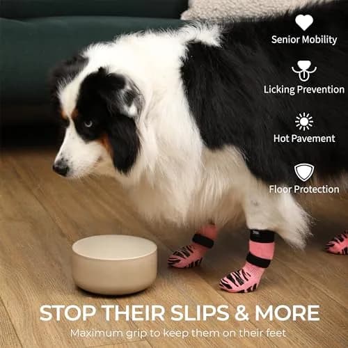 DOK TigerToes Premium Non-Slip Dog Socks X-Small (4-Pack) | Extra-Thick Grip for Hardwood Floors thumbnail 2