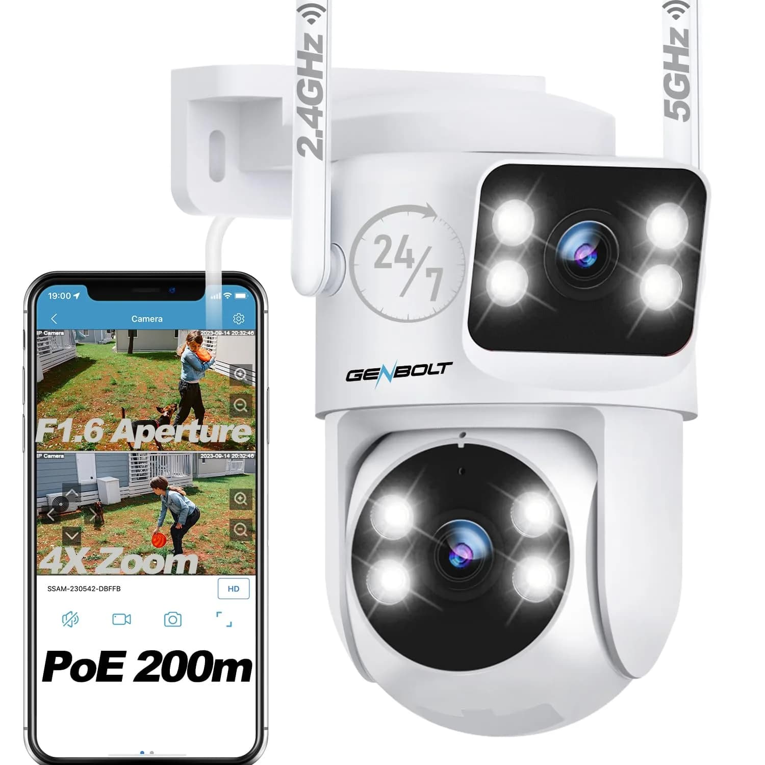 GENBOLT Waterproof PTZ WiFi Security Camera Outdoor 5MP | Dual Lens, Full Color Night Vision, 355° Rotation - main product image