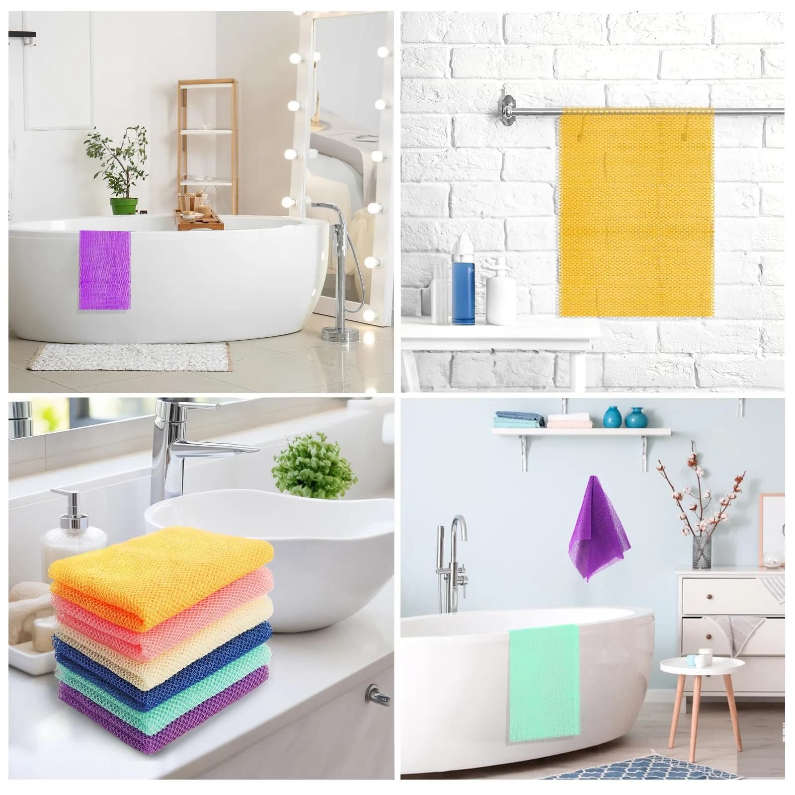 UJFQBH African Net Sponge 80cm (31.5in) Long Bath Sponge Set | 6 Vibrant Colors for Smoother Skin - view 5