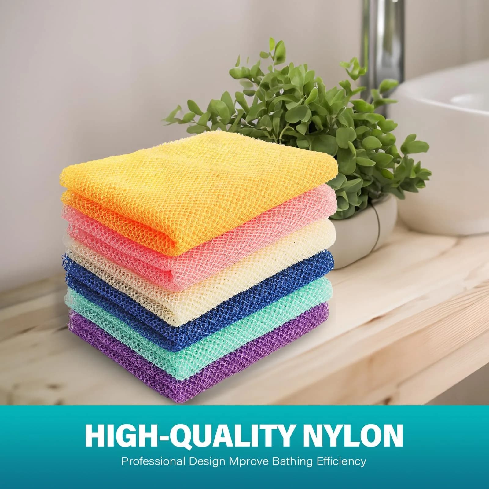 UJFQBH African Net Sponge 80cm (31.5in) Long Bath Sponge Set | 6 Vibrant Colors for Smoother Skin - view 6
