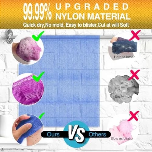 UJFQBH African Net Sponge 80cm (31.5in) Long Bath Sponge Set | 6 Vibrant Colors for Smoother Skin thumbnail 2