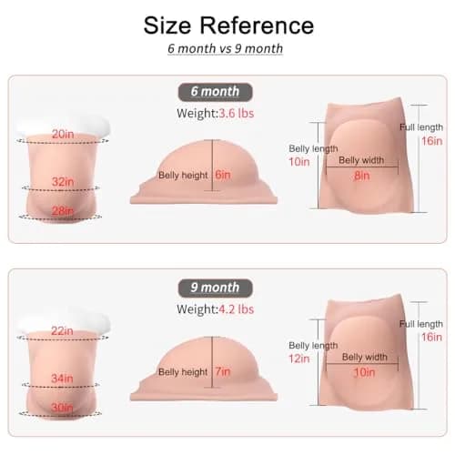 YRZGSAWJ Realistic Fake Pregnant Belly Small/Medium Beige | Lightweight Cotton-Filled Design with Wide Adjustable Waistband thumbnail 5