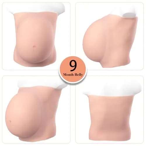 YRZGSAWJ Realistic Fake Pregnant Belly Small/Medium Beige | Lightweight Cotton-Filled Design with Wide Adjustable Waistband thumbnail 2