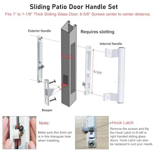 Young Dance Sliding Glass Door Handle Set with Lock | Easy Install, Black, Fits 1-1/8" Door thumbnail 4