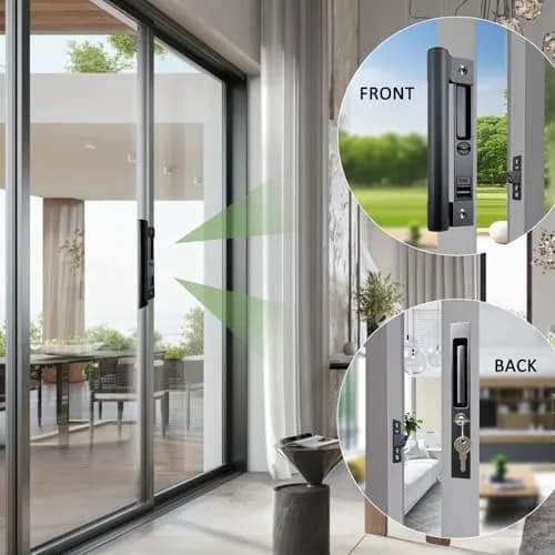 Young Dance Sliding Glass Door Handle Set with Lock | Easy Install, Black, Fits 1-1/8" Door thumbnail 5