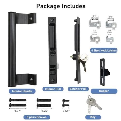 Young Dance Sliding Glass Door Handle Set with Lock | Easy Install, Black, Fits 1-1/8" Door thumbnail 6