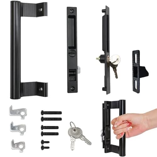 Young Dance Sliding Glass Door Handle Set with Lock | Easy Install, Black, Fits 1-1/8" Door thumbnail 7