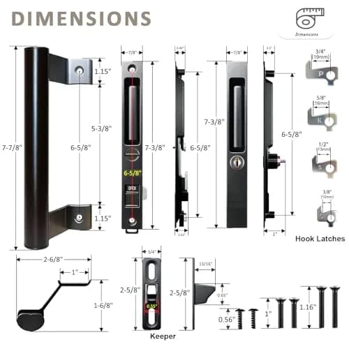 Young Dance Sliding Glass Door Handle Set with Lock | Easy Install, Black, Fits 1-1/8" Door thumbnail 3