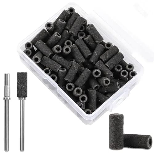 C12rtive 100PCS #80 Coarse Grit Small Nail Drill Bits Sanding Bands with Mandrel Bits (102 Count Total) | Professional Acrylic & Gel Nail Shaping thumbnail 1