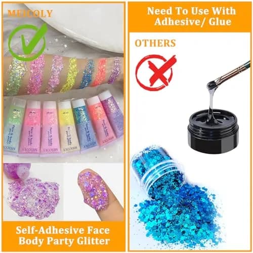 MEICOLY Chameleon Light Purple Glitter Gel | Holographic Chunky Body Glitter for Festivals thumbnail 5