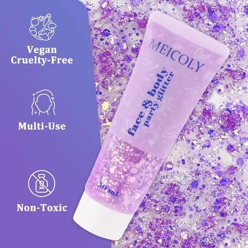 MEICOLY Chameleon Light Purple Glitter Gel | Holographic Chunky Body Glitter for Festivals thumbnail 6