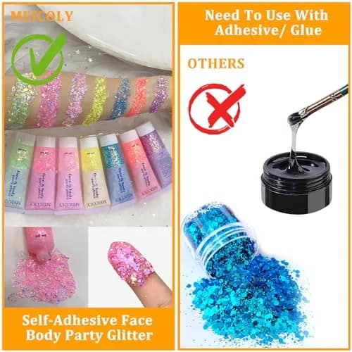 MEICOLY Chameleon Baby Pink Body Glitter Gel 0.93oz (26.4g) | Color-Changing Sparkle for Face, Body & Hair thumbnail 5