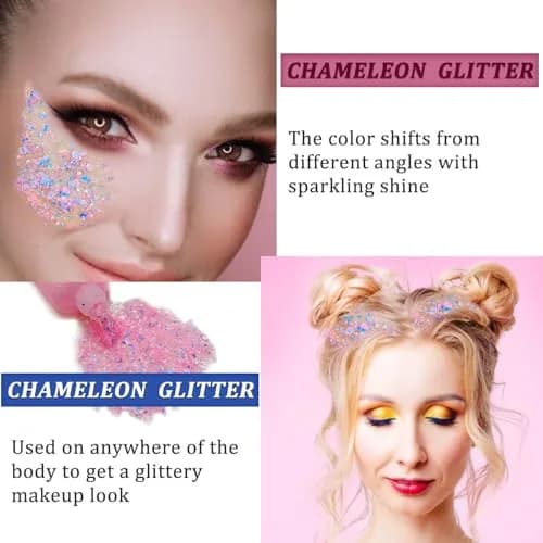 MEICOLY Chameleon Baby Pink Body Glitter Gel 0.93oz (26.4g) | Color-Changing Sparkle for Face, Body & Hair thumbnail 3