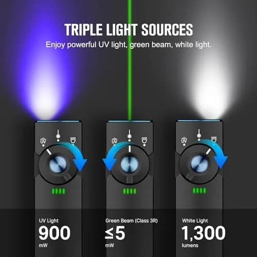 OLIGHT Arkfeld Pro Rechargeable EDC Flat Flashlight Black CW | 1300 Lumens White, UV, Green Beam thumbnail 2