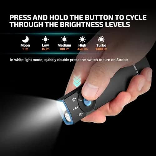 OLIGHT Arkfeld Pro Rechargeable EDC Flat Flashlight, Black NW 1300 Lumens | Multi-Source Emitter thumbnail 2
