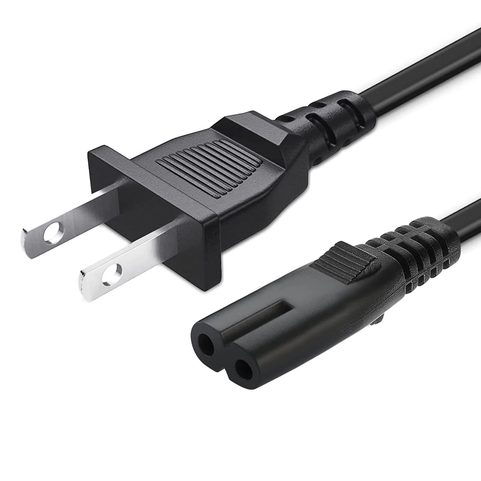 YCWZZH 3.3ft (1m) 2-Prong AC Speaker Power Cord | IEC C7 to NEMA 1-15P Replacement Cable - main product image