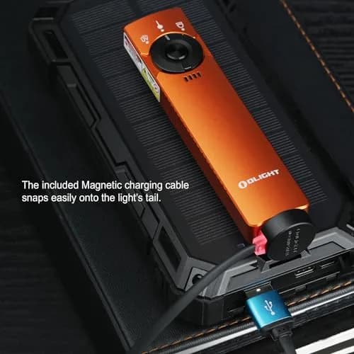 OLIGHT Arkfeld Pro Orange CW EDC Flat Flashlight | 1300 Lumens, UV & Green Beam, Magnetic Charging thumbnail 6