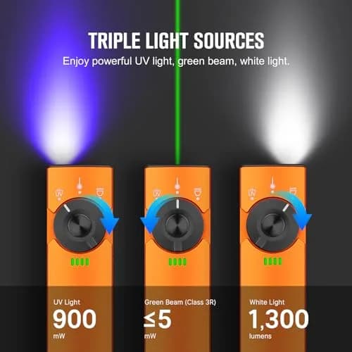 OLIGHT Arkfeld Pro Orange CW EDC Flat Flashlight | 1300 Lumens, UV & Green Beam, Magnetic Charging thumbnail 2